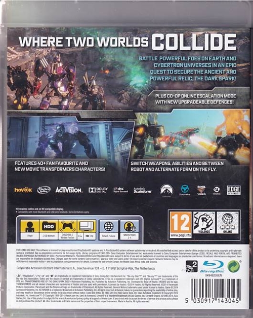 Transformers - Rise of the Dark Spark - PS3  (B Grade) (Genbrug)